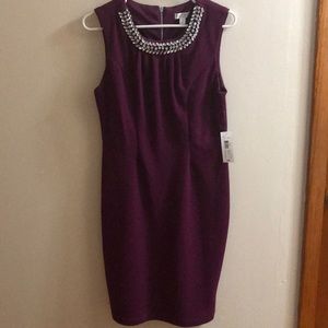 Plum Dress with crystal neckline